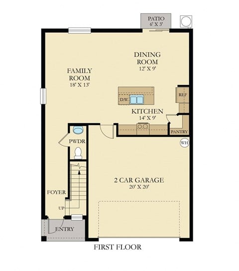 Floor plan for 4 beds, 2.5 baths, 1871 sqft